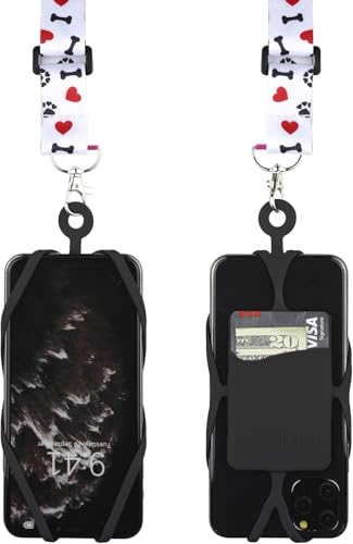 Gear Beast Cell Phone Lanyard - Universal Mobile Phone Lanyard with Case Holder, Card Pocket, Soft Neck Strap, and Adjustable Clip - Compatible with iPhone, Galaxy & Most Smartphones - I love Dogs - color: I Love Dogs
