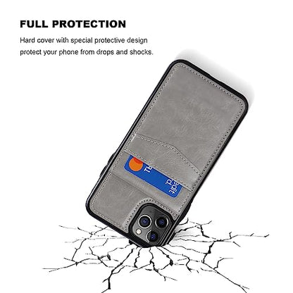 KIHUWEY for iPhone 11 Pro Max Wallet Case Card Holder Kickstand, Gray | Credit Card Slots, PU Leather, Magnetic Clasp, Flip Heavy Duty Protection Cover for Men and Women - color: Gray