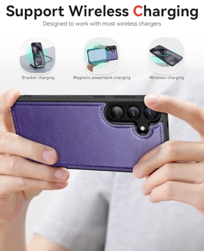 OCASE for Samsung Galaxy S25+ Plus Detachable Wallet Case, Purple | 2-in-1, Card Holder, RFID Blocking, Stand, Wrist Strap, Shockproof, Wireless Charging, Magnetic, PU Leather Flip Phone Cover - color: Purple, size: Samsung Galaxy S25 Plus