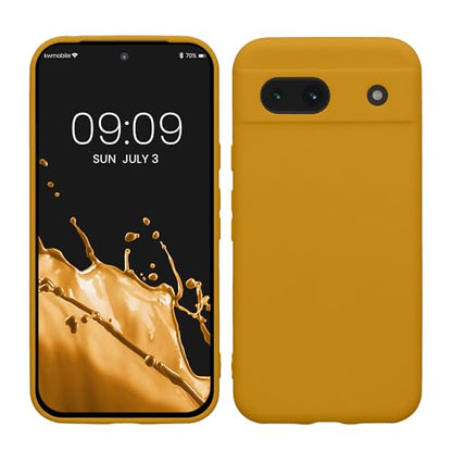 kwmobile Case Compatible with Google Pixel 8a Case - Protective Slim TPU Phone Cover - Soft Matte Finish - Honey Yellow - color: honey yellow