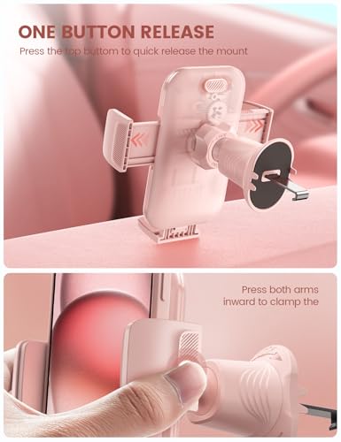Lamicall 2026 Wider Clamp & Metal Hook Car Phone Holder Vent Accessories - color: NEW Upgraded - Pink