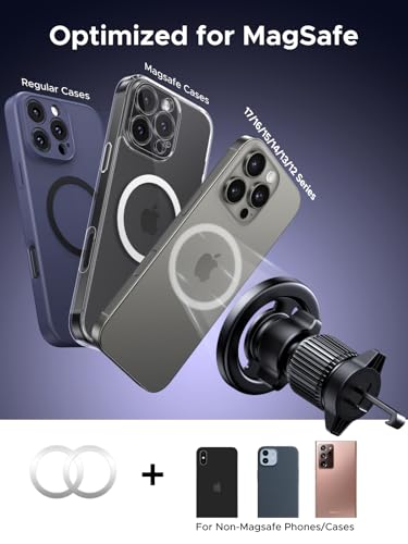 UGREEN Car Phone Mount for Magsafe Magnetic Phone Holder Car Air Vent Dashboard Car Accessories Compatible with iPhone 17 16 15 14 13 12 Pro Max, Strongest Magnet Black