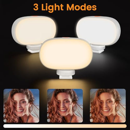 Mini Phone Light Clip, Type-C Charging, Rechargeable Selfie Light & Adjustable Brightness for iPhone, Smartphones, Camera, Laptops, Perfect for Make up, TikTok, Live Streaming, White