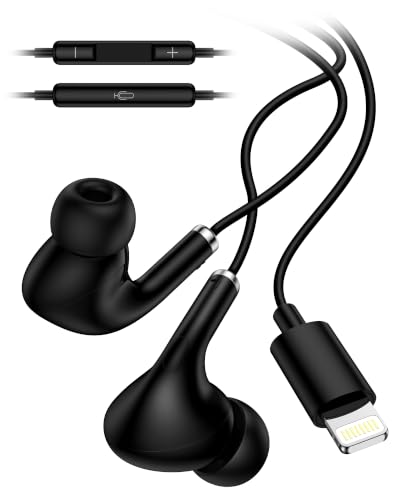 Wired Lightning Ear Buds for Apple Airpods iPhone 14 13, Headphones Earbuds - color: Black