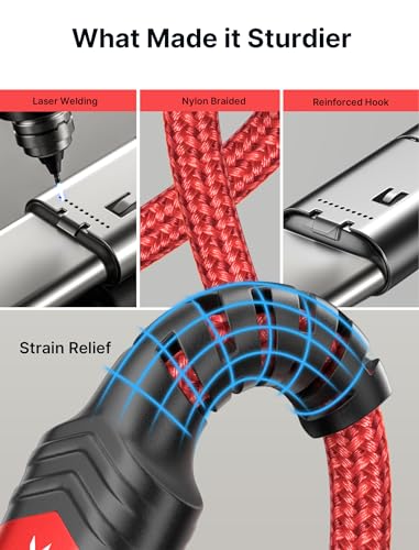 JSAUX 100W USB C to USB C Cable, 2-Pack 6.6FT, 5A Fast Charging, Red - color: Red, size: 6.6 ft+6.6 ft