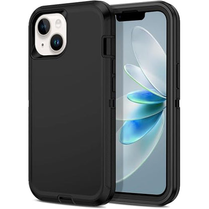 Apple iPhone 13 / iPhone 14 / iPhone 15 / iPhone 16e / iPhone 17e Case (6.1") Rugged Case Heavy Duty Shockproof Dust/Drop Proof Dual Layer Cover Black - color: Black