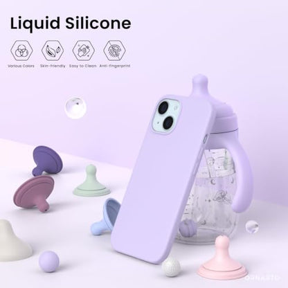 ORNARTO Compatible with iPhone 15 Case 6.1, Slim Liquid Silicone 3 Layers Full Covered Soft Gel Rubber Phone Case, Anti-Scratch Shockproof Protective Cover 6.1 Inch, Pastel Lilac - color: Pastel Lilac