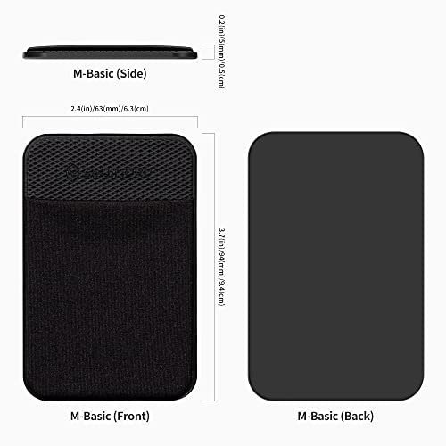 Sinjimoru for MagSafe Wallet Stretchy Lycra Fabric 2600G Secure Magnetic Strength Minimalist Wallet Compatible with iPhone 16 15 14 13 12 MagSafe Case M-Basic Black | M-Basic, fits iPhone 16-12, 2600g magnetic strength, 5 cards storage, minimalist slim de