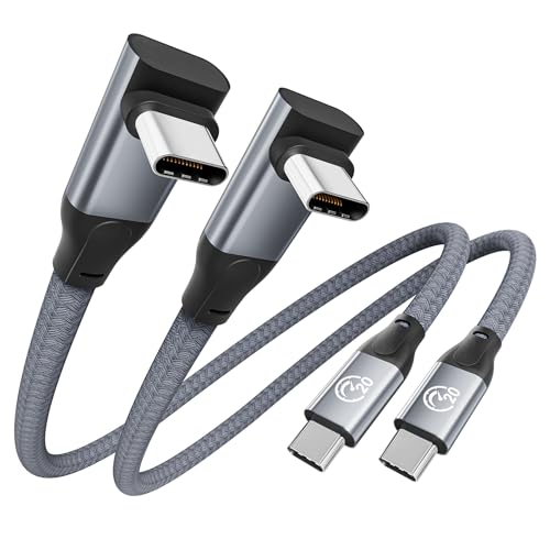 USB C 90 Degree Cable 1ft 2Pack, 90° Short USBC to USBC 3.2 Data Cable - color: Gray, size: 1ft+1ft