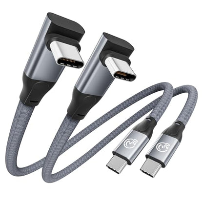 USB C 90 Degree Cable 1ft 2Pack, 90° Short USBC to USBC 3.2 Data Cable - color: Gray, size: 1ft+1ft