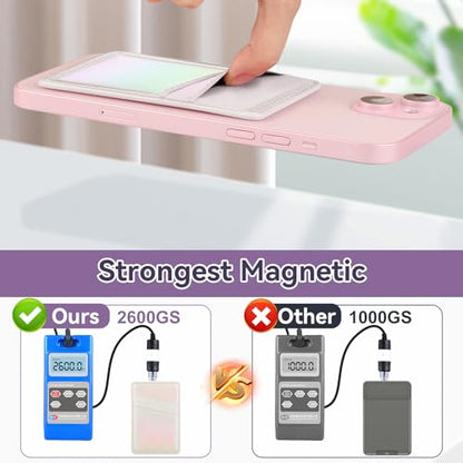 SHANSHUI Magnetic Wallet Compatible for Magsafe, PU Leather Power Magnet Card Holder for Back of Phone Wallet 2 Card Slots Compatible for iPhone 15/14/ 13/12 Series - color: WhiteRainbow