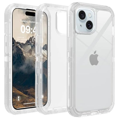 TUTUKII for iPhone 15 Case Clear | Heavy Duty Shockproof, Anti-Drop, Anti-Yellow,Triple-Layer Transparent Protective Phone Cover, 6.1" - color: Clear, size: iPhone 15 6.1"