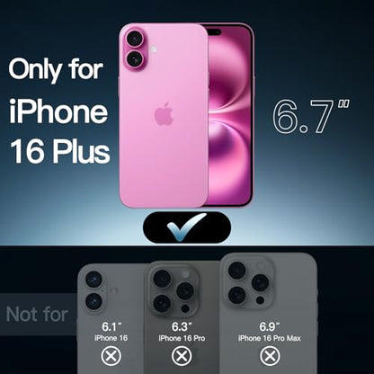 JETech Case for iPhone 16 Plus, Anti-Yellowing, Pink | Shockproof Protection, Scratch Resistant Hard PC Back, Durable Transparent TPU Bumper - color: Pink, size: iPhone 16 Plus