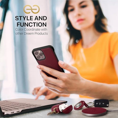 Dreem Vegan Leather Magnetic Detachable Wallet Case for iPhone 13 Pro Max | Built-in Phone Stand, RFID Blocking Card Holder Flip Cover, MagSafe Compatible, Gift Box [Fibonacci: Burgundy] - color: Burgundy, size: iPhone 13 Pro Max