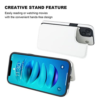 ONETOP for iPhone 14 Plus Wallet Case with Credit Card Holder,White | Kickstand,ID/Cash Holder,Case Wallet with Card Slots,Double Magnetic Clasp,Durable PU Leather Shockproof Cover for Women Men - color: White