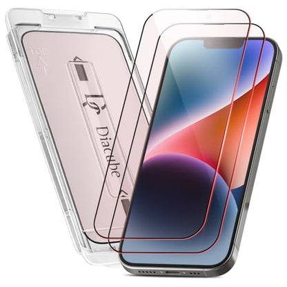 2-Pack Red Light Converter Screen Protector for iPhone 14, Quantum Dot Technology Converts Blue Light to Red Light for Better Sleep & Eye Comfort, 9H Tempered Glass with Easy-Install Frame - size: iPhone 14