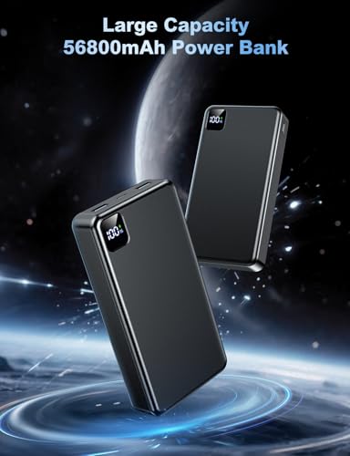 Portable Charger Power Bank, PD 22.5 W Fast Charging Large Capacity Battery Pack, 56800mAh Portable Phone Charger for Travel Camping Essential Compatible with iPhone 17/16/15/14 Series -LightBlack