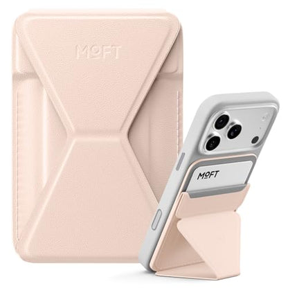 MOFT Magnetic Wallet Stand Compatible with iPhone 17/16/15/14/13/12 Series, Angle Adjustment & Magsafe Compatible MOVAS Phone Stand,Peach Pink - color: Peach Pink, size: Standard