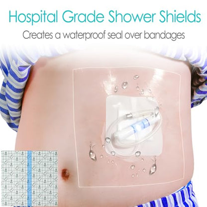 Waterproof Shower Protector Bandage 12x12 inch for Large Port Surgery Incisions Guard Tattoo Second Skin Healing Aftercare Cover Bath Patch Transparent Film Clear Adhesive Wounds Dressing (Pack of 25) - size: 12x12 Inch (Pack of 25)