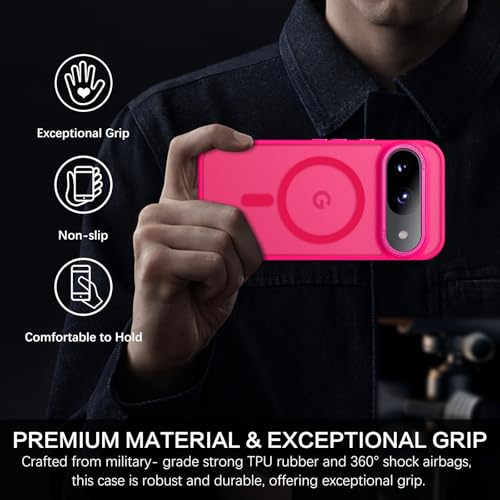 BENTOBEN for Google Pixel 9 Case [Compatible with Magsafe] Translucent Matte Magnetic Pixel 9 Case Slim Thin Shockproof Women Men Girls Boys Protective Phone Cases for Google Pixel 9 6.3", Hot Pink - color: Hot Pink