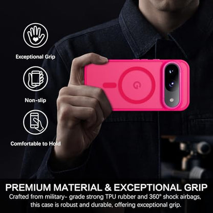 BENTOBEN for Google Pixel 9 Case [Compatible with Magsafe] Translucent Matte Magnetic Pixel 9 Case Slim Thin Shockproof Women Men Girls Boys Protective Phone Cases for Google Pixel 9 6.3", Hot Pink - color: Hot Pink