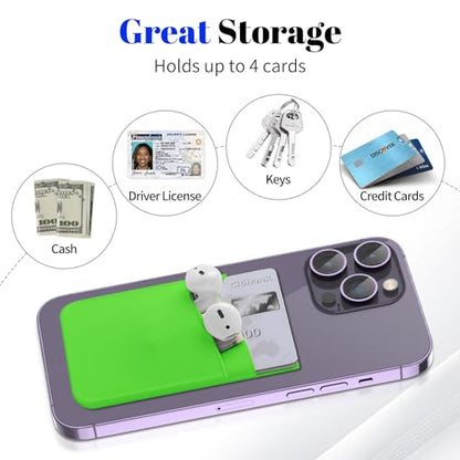 Senose 5 Pack Cell Phone Wallet, Silicone Phone Card Holder - color: Red+Orange+Pink+RoseRed+Light Green