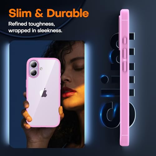 TAURI for iPhone 17 Case, Anti-Yellowing with Screen Protector, Military-Grade Protection Shockproof Slim Phone Case for iPhone 17, Pink - color: E-Pink