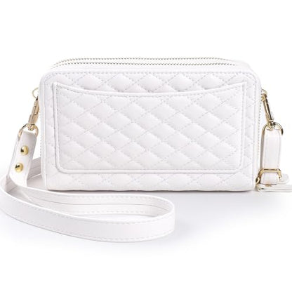 Harryshell Compatible with iPhone 16 Pro Case Wallet Multi Zipper Detachable Removable Cover Purse with RFID Blocking Card Slots Holder Mirror Crossbody Strap (Compatible with Magsafe - White) - color: Compatible with Magsafe - White, size: iPhone 16 Pro