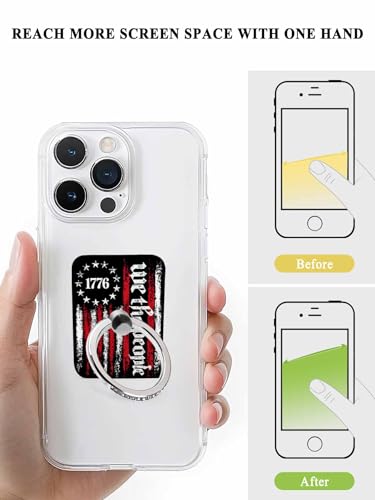 American Flag Phone Grip Rustic 1776 We The People Patriotic Black Phone Ring Holder Finger Grip Kickstand 360° Rotation Compatible with Most Cell Phones, Tablets and Cases, 1Pcs Rectangular - size: 1Pcs Rectangular