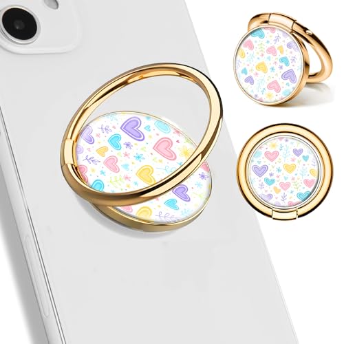 Cell Phone Ring Holder, Cute Phone Ring Grip Stand, 360°Rotation Funny Metal Kickstand Finger Grip Cute Hearts - color: Cute Hearts
