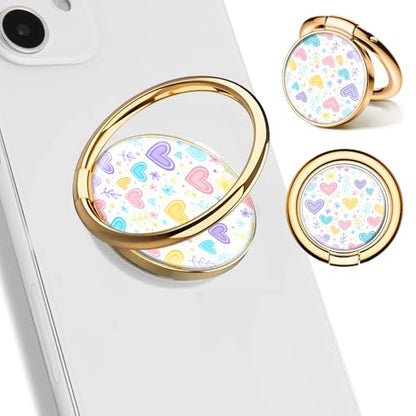 Cell Phone Ring Holder, Cute Phone Ring Grip Stand, 360°Rotation Funny Metal Kickstand Finger Grip Cute Hearts - color: Cute Hearts