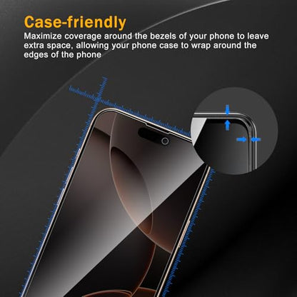 3 Pack Privacy Screen Protector for iPhone 16 Pro Max With 3 Pack Camera Lens Protector, Anti Spy Tempered Glass Film, 9H Hardness, Black Protector, Anti-Scratch, Bubble Free - size: iPhone 16 Pro Max FK33