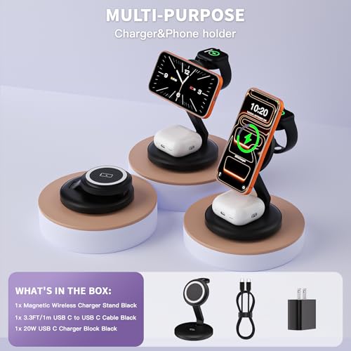 Charging Station for Apple Magsafe Wireless Charger iPhone Charging Station - color: Black, size: 1Pack