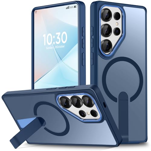 for Samsung Galaxy S25 Ultra Case, S25 Ultra Phone Case Built-in Invisible Stand [Compatible with MagSafe] [Military-Grade Protection] Shockproof Magnetic Cover for Galaxy S25ultra (Blue) - color: Blue, size: for Galaxy S25 Ultra