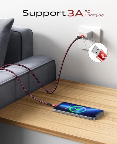 USB A to USB C Cable 3FT, 2Pack USB C Cable 3A Fast Charging, Upgraded - color: Red, size: 3FT, style: USB A to USB C