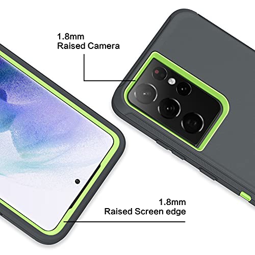 MXX Case Compatible with Galaxy S21 Ultra Case, 3-Layer Super Full Heavy Duty Body Bumper Cover/Shock Protection/Dust Proof, Designed for Samsung Galaxy S21 Ultra 5G 6.8 Inch 2021 (Green/Gray) - color: Green/Gray