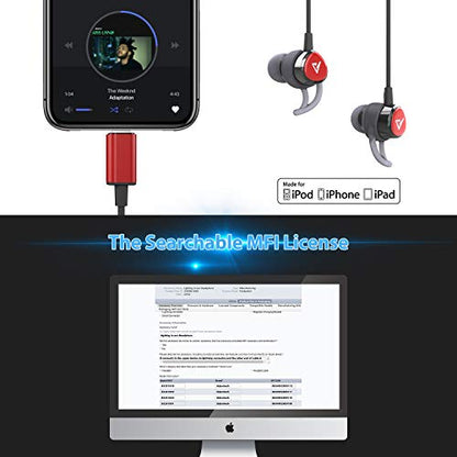 Lightning Headphones Earphones Magnetic Earbuds in-Ear MFi Certified with Microphone Controller for Sports Workout Compatible with iPhone 14/13/12/11/Pro Max/Xr/Xs Max/X Black&Red