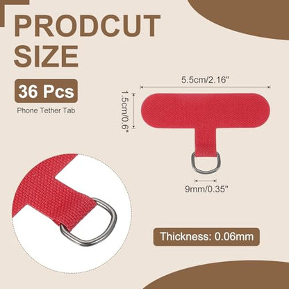 uxcell 36pcs Phone Tether Tab, Universal Phone Lanyard Patch T Shape Cell Phones Strap Replacement Part for Most Smartphone Cases, Red - color: Red