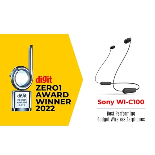 Sony WI-C100 Wireless in-Ear Bluetooth Headphones with Built-in Microphone,Black,(Pack of 2) - color: Black, size: One Size (Pack of 2)