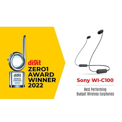 Sony WI-C100 Wireless in-Ear Bluetooth Headphones with Built-in Microphone,Black,(Pack of 2) - color: Black, size: One Size (Pack of 2)