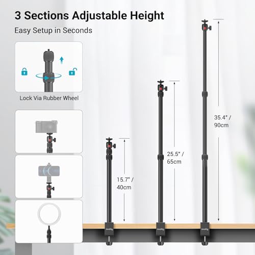 SMALLRIG Camera Mount C Stand, 15"-35" Adjustable Desk Clamp Table Tripod