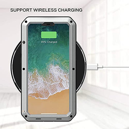for iPhone 13 Case, 360 Full Body Protective Cover Heavy Duty Shockproof Tough Armour Aluminum Metal Case with Silicone Built-in Screen Protector for Apple iPhone 13 6.1 Inch - Silver - color: Silver