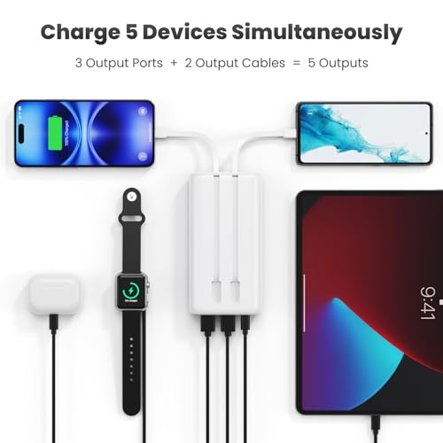 Portable Charger 40,800mAh Power Bank 25W Portable Battery Pack with 2 Built in Cables [2026 Upgraded], PD QC4.0 Fast Charging Portable Phone Charger Compatible with iPhone 17/16,Android Samsung-White - color: White