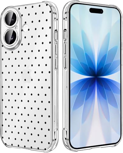 Polka Dot Clear Case for iPhone 17, Aesthetics Fashion Girls and Women Back Case Cover, Cute Trendy Transparent Flexible TPU Bumper Shockproof Protective Phone Case, Black Dots - color: Blackdot, size: for iPhone 17
