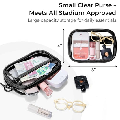 Tiostep Small Clear Bag for Stadium Events Crossbody Mini Clear Purse - color: Print Black, size: Medium