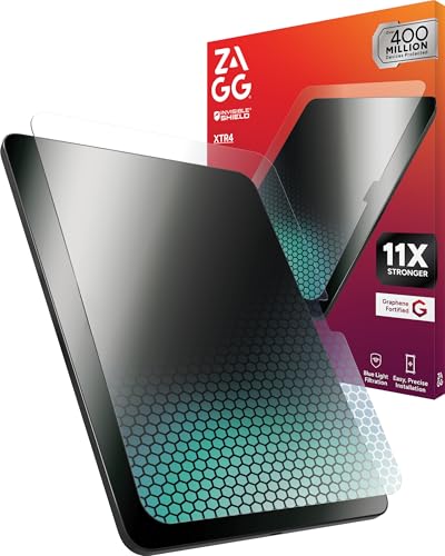 ZAGG XTR4 Screen Protector for iPad 11-inch (A16) & iPad 10.9-inch (10th Gen) – 11X Stronger with Graphene, Blue Light Filtration, Anti-Reflective, EZ Apply Tray, Recycled Glass - size: iPad 11-inch (A16) / iPad 10.9-inch (10th Gen)
