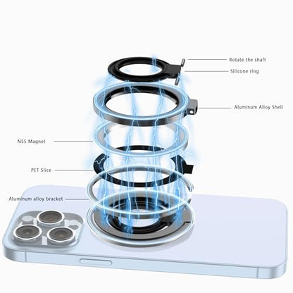[Silicone Ring] 2025 Unrivaled Stability for MagSafe Phone Grip, Magnetic Phone Ring Holder, Compatible with MagSafe Kickstand Magnetic for iPhone 16 15 14 13 12 Pro Max Plus&Android (Gray)