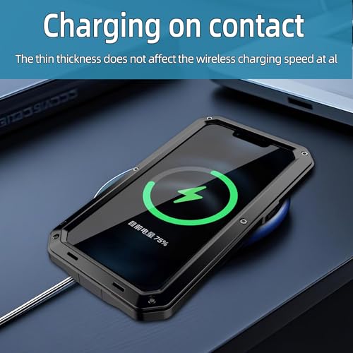 for iPhone 16E Metal Case,Heavy Duty Shockproof Aluminum Alloy Tough Armour Military Grade Phone Case for iPhone 17E,Full Body Protective Cover with Silicone Built-in Screen Protector-Black - color: Black