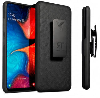 Designed for Samsung Galaxy A20 Case with Belt Clip Holster | Rugged Holster & Protective Phone Case Combo with Anti-Slip Texture - Black