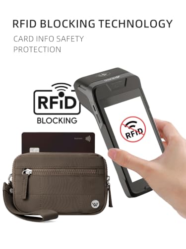 WESTBRONCO Wristlet Wallets for Women – RFID Blocking Quilted Nylon Phone Wallet, Card Holder Purse for Travel & Everyday Use - color: Coffee